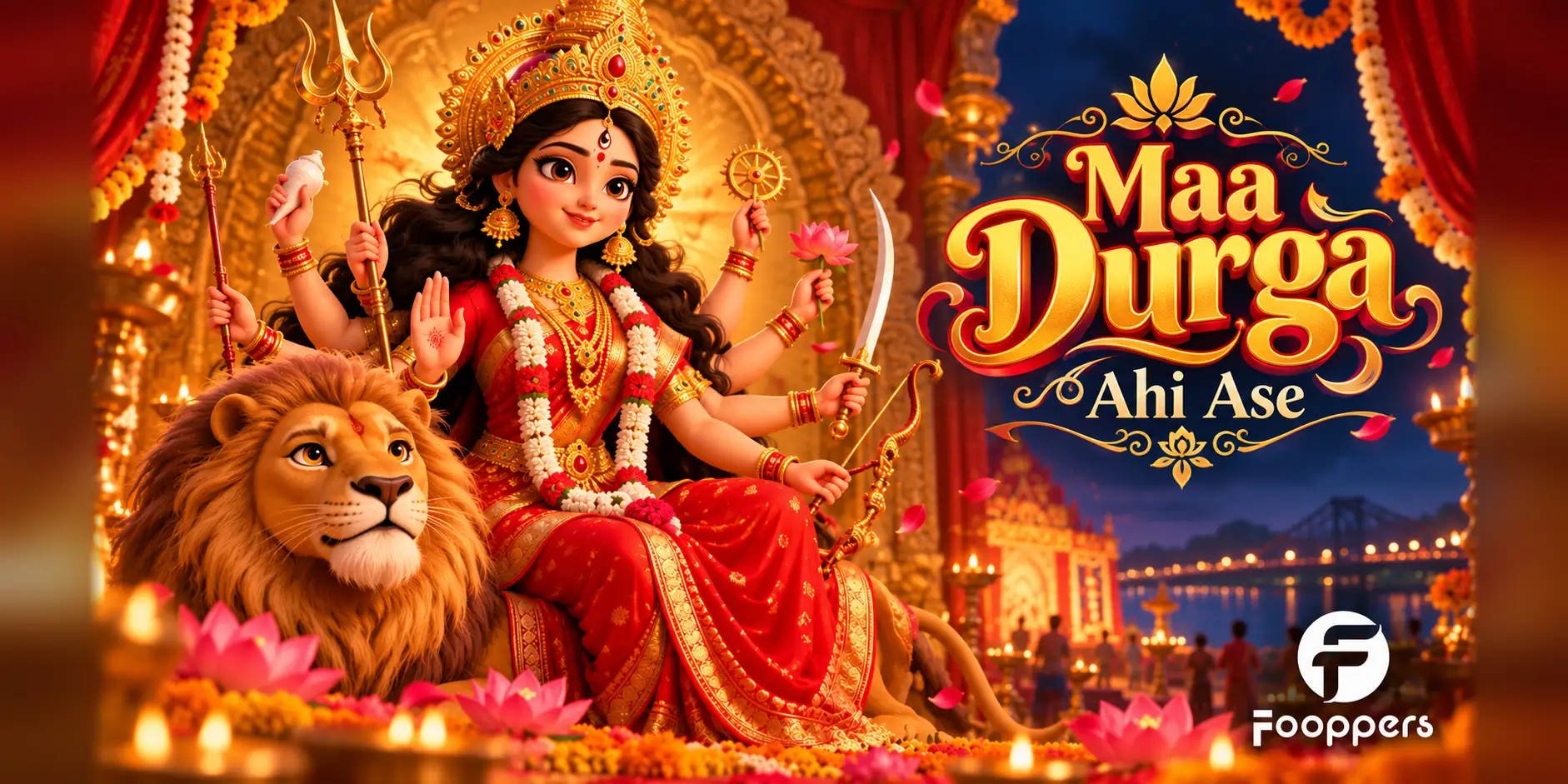 Maa Durga Ahi Ase — Durga Puja greetings from Fooppers