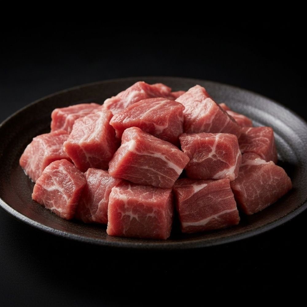 Fresh Pork Red Meat Only Curry Cut (With Bones) • Fooppers