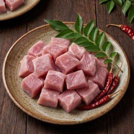 Fresh Pork Red Meat (Kaath Mangxo) Only Curry Cut (With Bones)