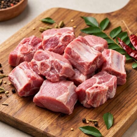 Fresh Pork Red/Lean Meat (Kaath Mangxo) Curry Cut (With Bones)