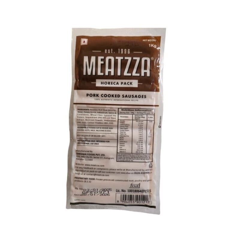 Meatzza Pork Cooked Sausage, 1 Kg Value Pack