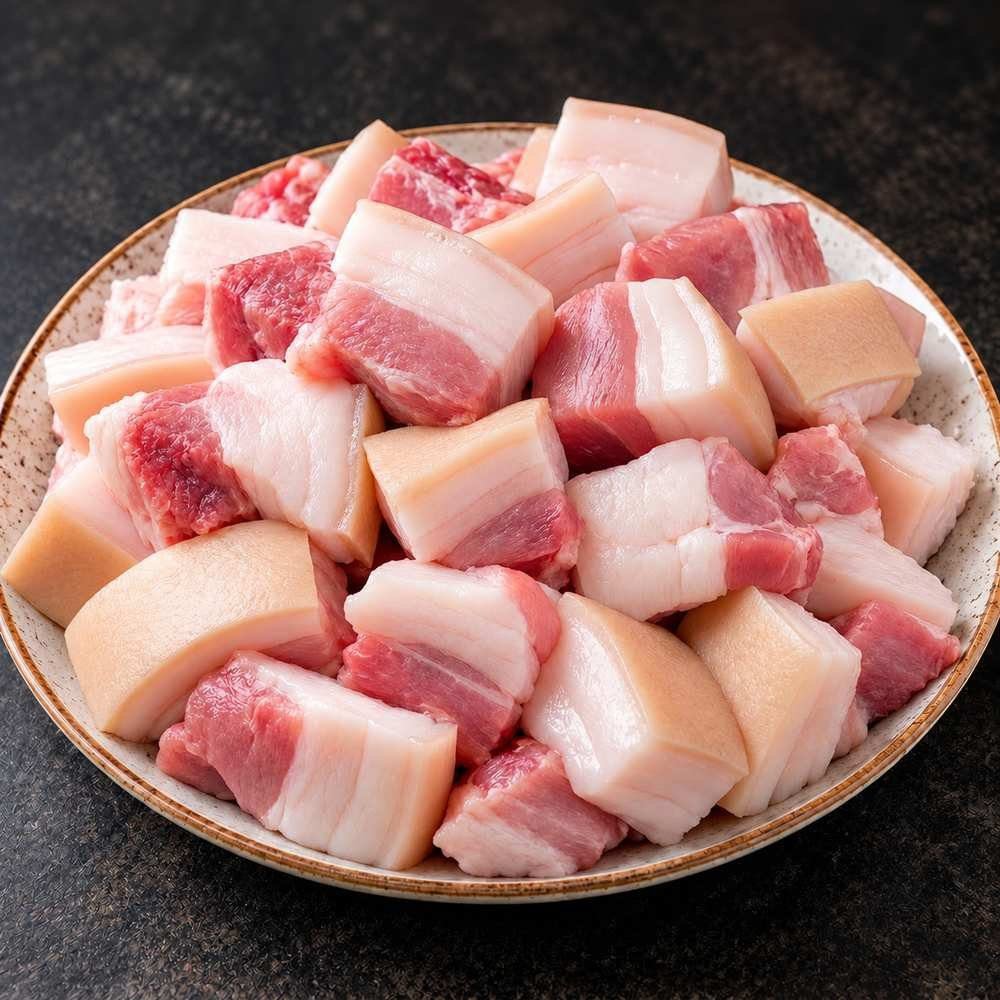 Fresh Pork Boneless Curry Cut (70% Fats)