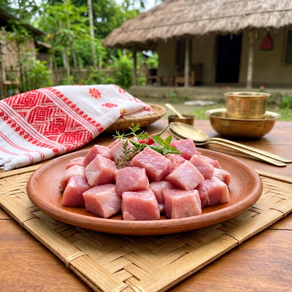 Fresh Pork Boneless Red/Lean Meat (Kaath Mangxo) Curry Cut