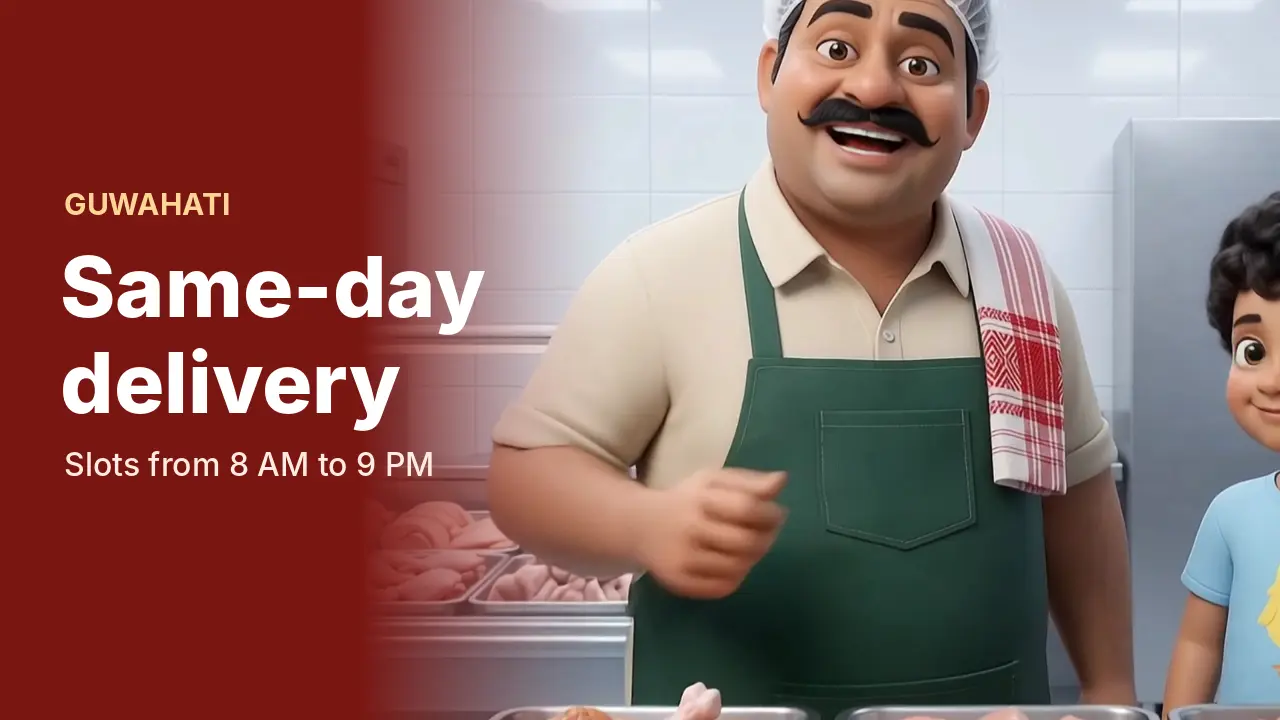 Same-day chicken delivery in Guwahati, slots from 8 AM to 9 PM
